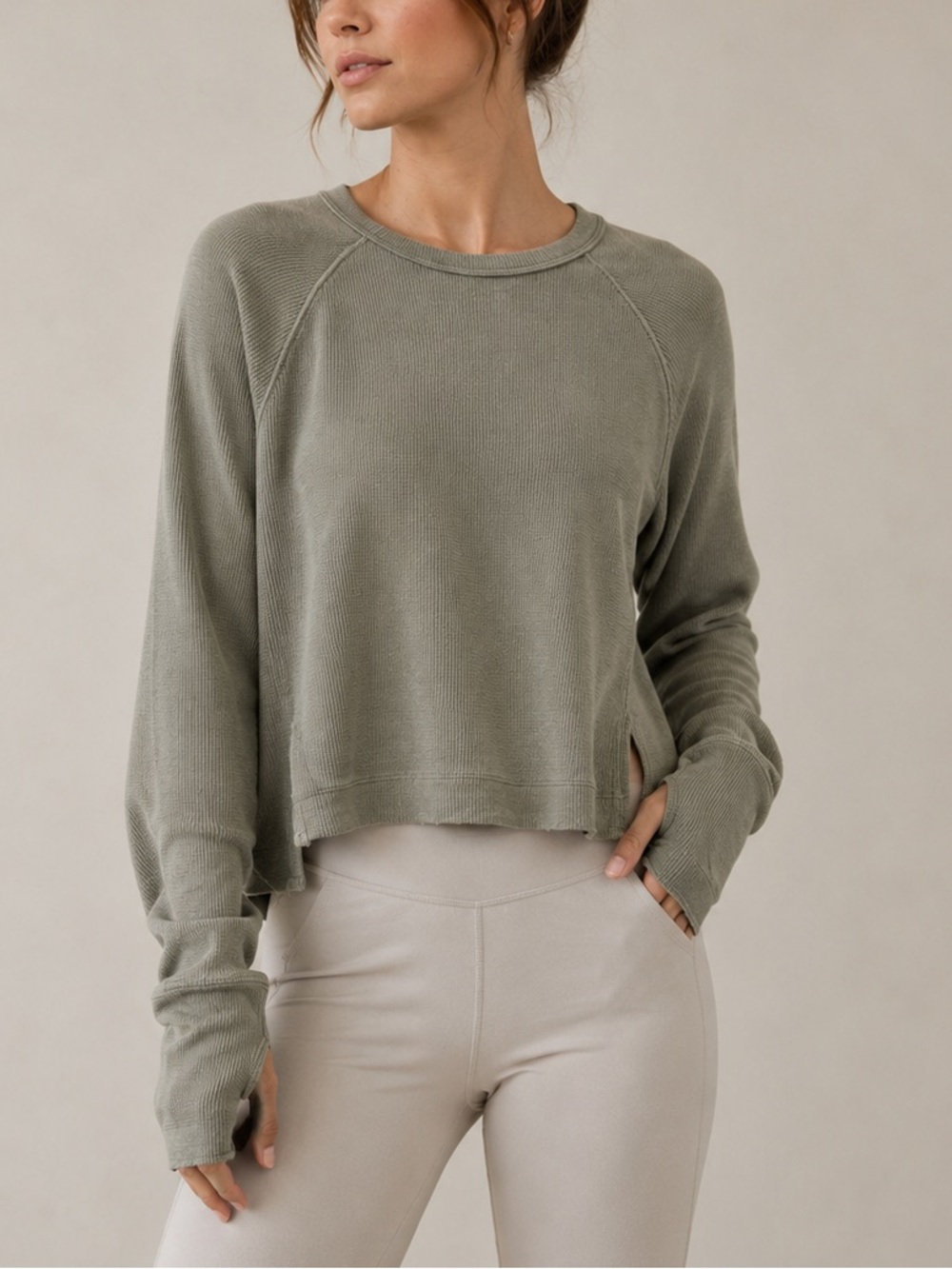 Athleta Oversized Ribbed Yoga Cover-Up Pullover Size Small